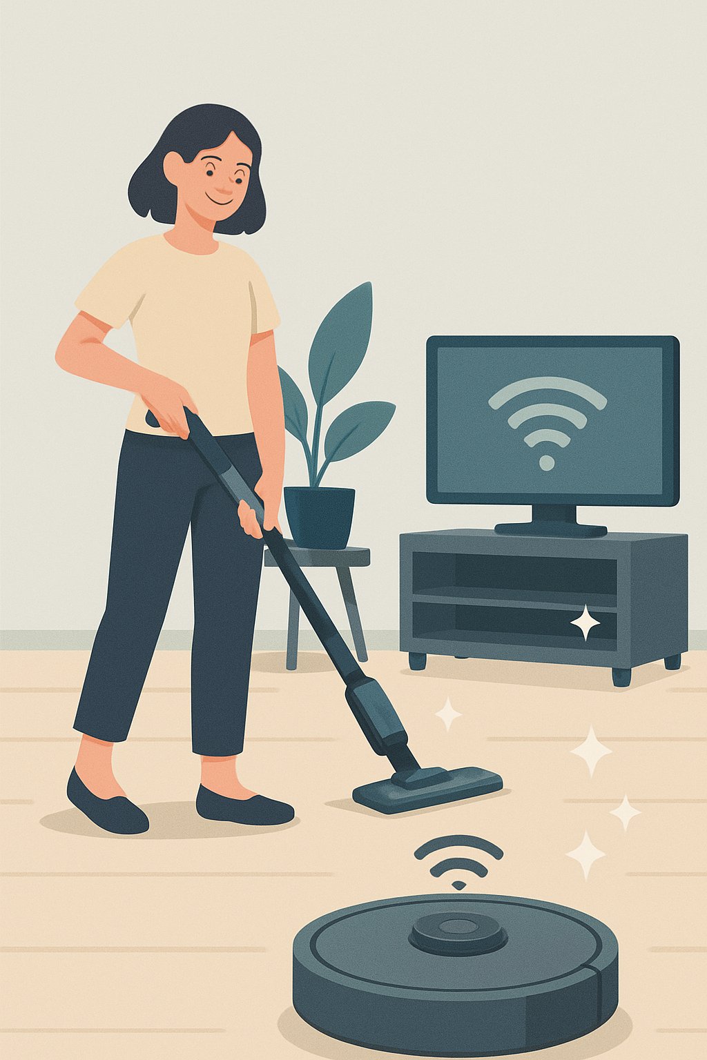 Frau reinigt den Boden